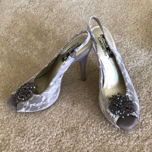 4 1/2 sling back open toe heels